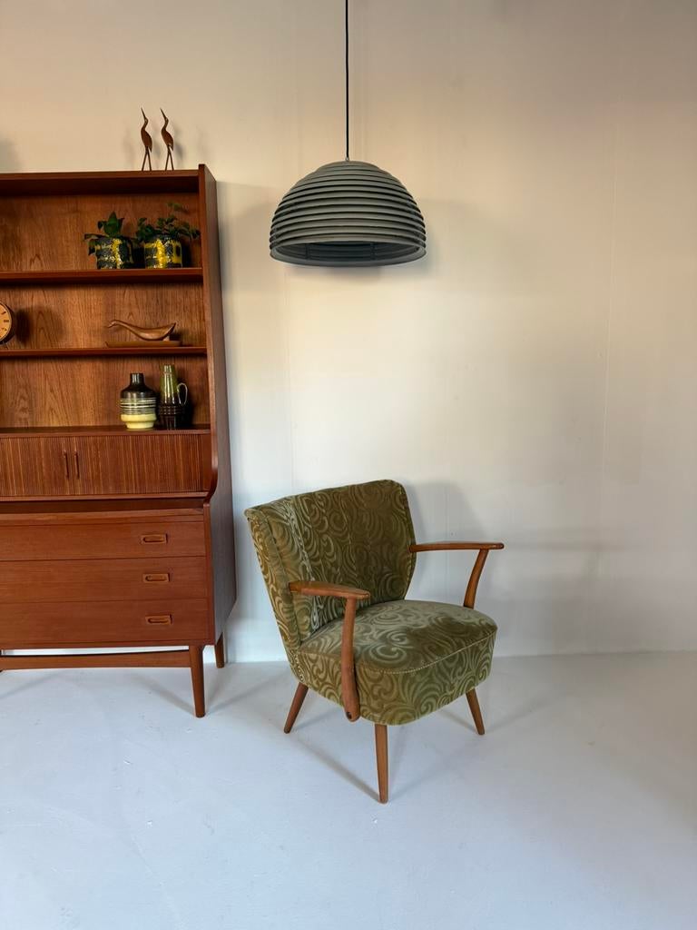Vintage metalen hanglamp ‘Saturnus’, Staff Leuchten ‘70, Ophalen of Verzenden, Zo goed als nieuw, Kunststof, Vintage retro buisframe design rotan webbing papercord deens