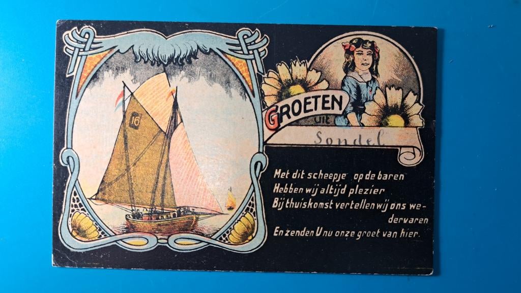 Groeten uit Sondel met gedicht 1921, Ophalen of Verzenden, 1920 tot 1940, Gelopen, Friesland