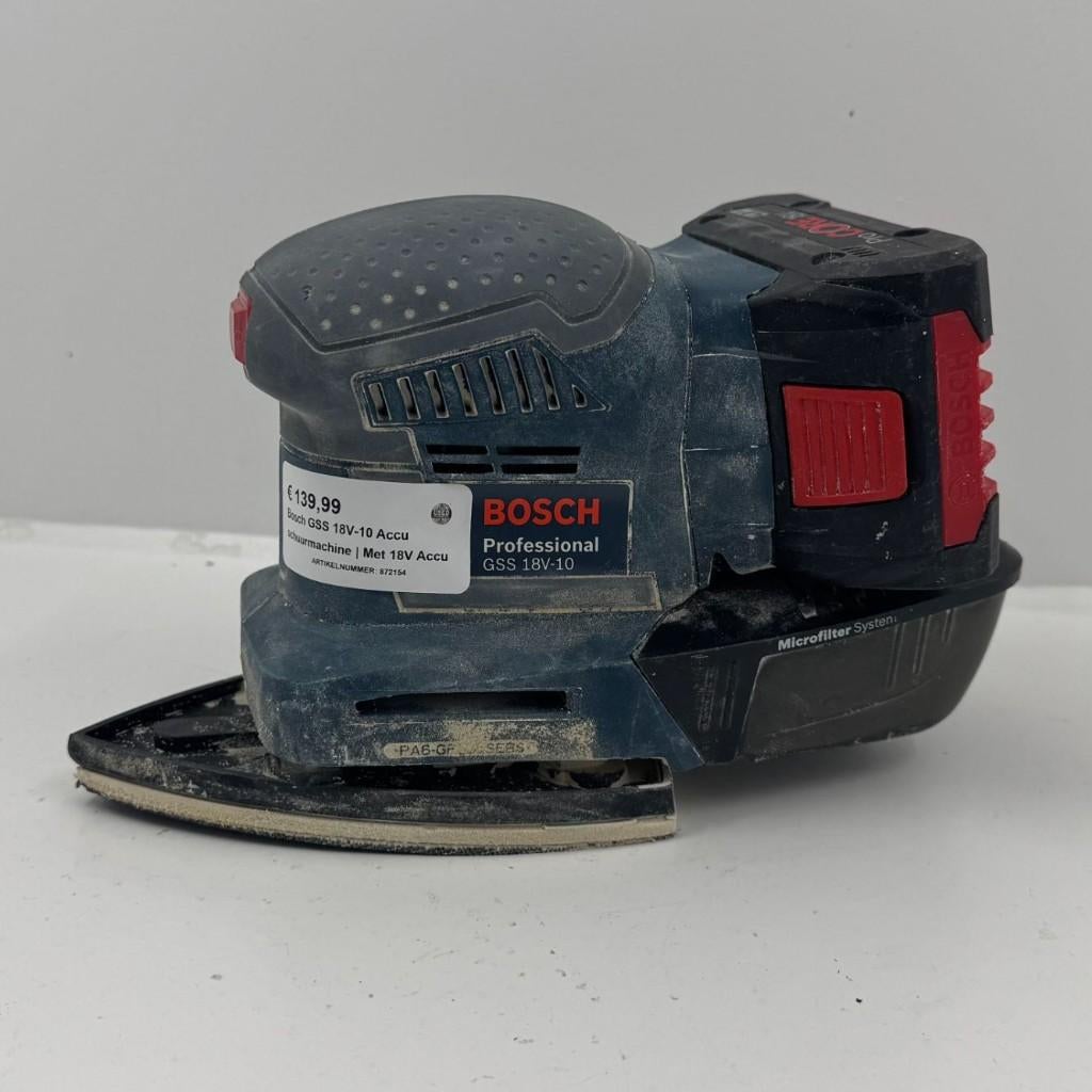 Bosch GSS 18V-10 Accu schuurmachine | Met 18V Accu, Dordrecht@usedproducts.nl, Toulonselaan 72, Ophalen of Verzenden, Zo goed als nieuw