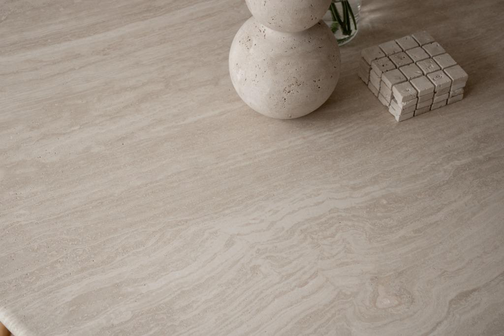 Prachtige Travertin Eettafel Konische poot - 100 t/m 160cm, Rond, Nieuw, Ophalen of Verzenden, Vijf personen of meer