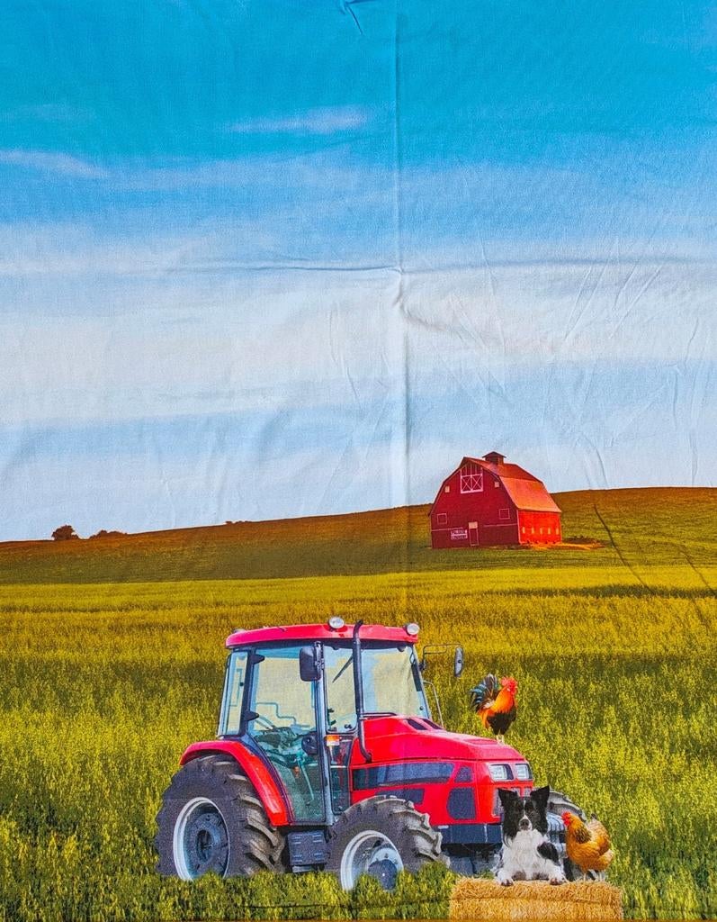 Katoen stof jersey tricot 3 delen paneel tractor, 120 cm of meer, Nieuw, Ophalen of Verzenden, Katoen