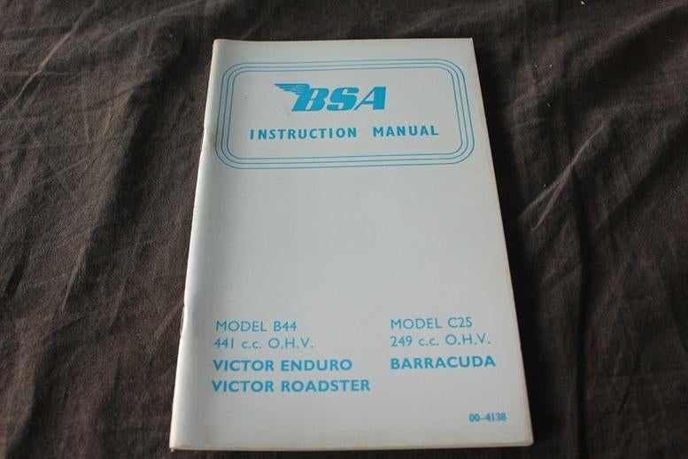 BSA B44 C25 Victor Barracuda motorcycle instruction manual, Motoren, Ophalen of Verzenden, Overige merken