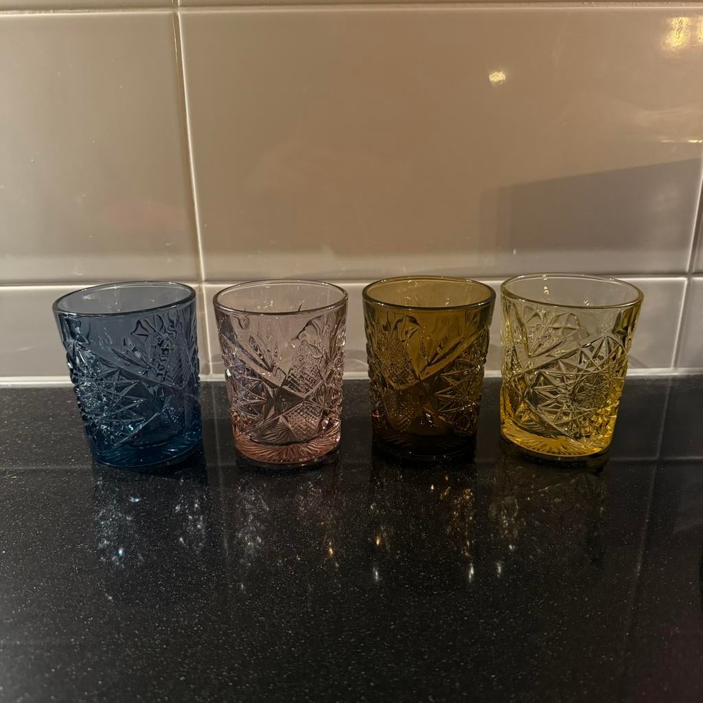 Glazen set 4-delig Hobstar Rainbow, Ophalen, Zo goed als nieuw, Overige typen