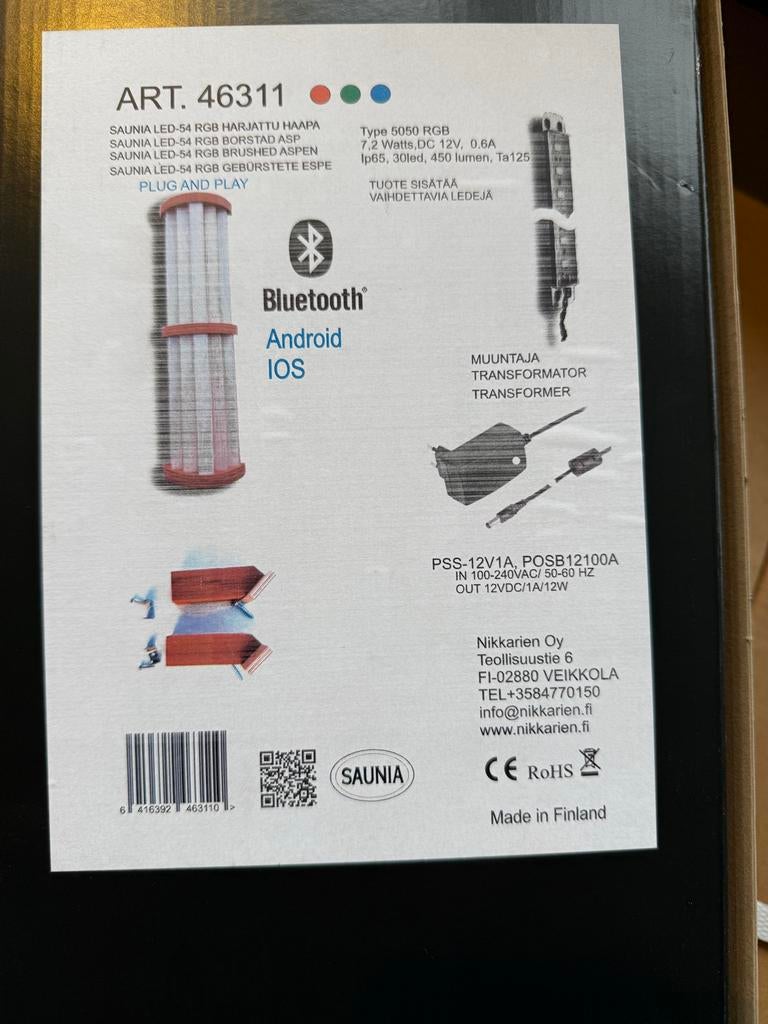 RGB LED Verlichting Sauna/Infrarood  I 2025 opruiming!, Ophalen, Nieuw, Nikkarien oy, Toebehoren