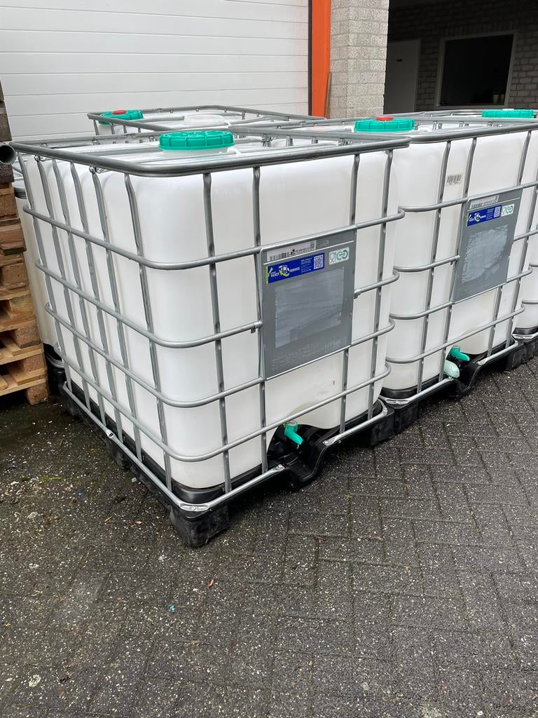 1 x uit voeding schone IBC 1000 liter Kunststof onderstel, Ophalen, Kunststof, Gebruikt, Met kraantje