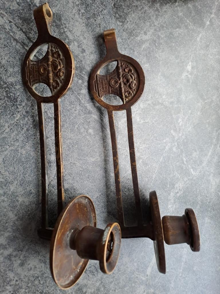 2 piano kandelaars, Antiek en Kunst, Antiek | Kandelaars, Ophalen of Verzenden, Koper of Brons