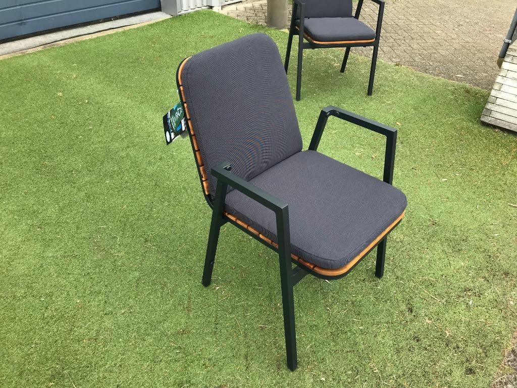 Dexter Stapelstoel Aluminium/Acasiahout met kussens., Tuin en Terras, Tuinstoelen, Nieuw, Aluminium, Stapelbaar, Ophalen
