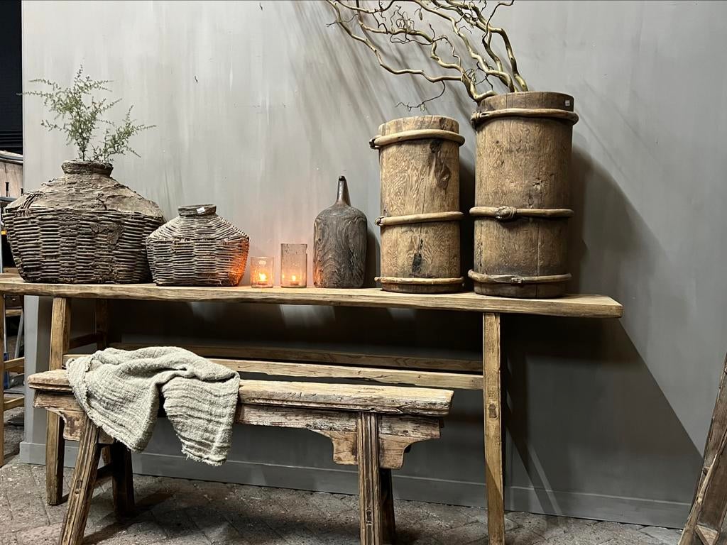 Chinese tafel wandtafel Sidetable elmwood oud hout stoer, Huis en Inrichting, Tafels | Sidetables, Ophalen, 6732AD, 200 cm of meer