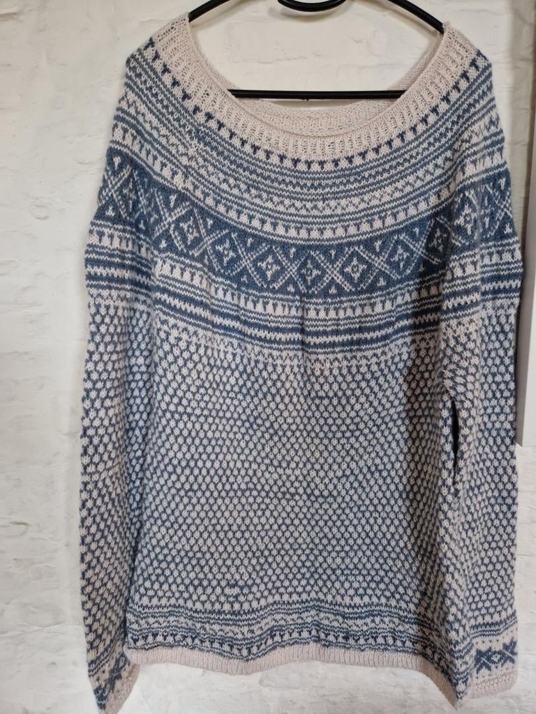 Noorse wollen trui - Maat L, Verzenden, Zo goed als nieuw, Maat 42/44 (L), Blauw