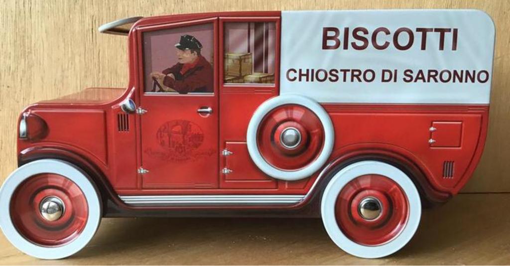 Blik rode pickup truck Biscotti chiostri di Saronni - ZGAN, Verzamelen, Blikken, Ophalen of Verzenden, Zo goed als nieuw, Koek(jes)