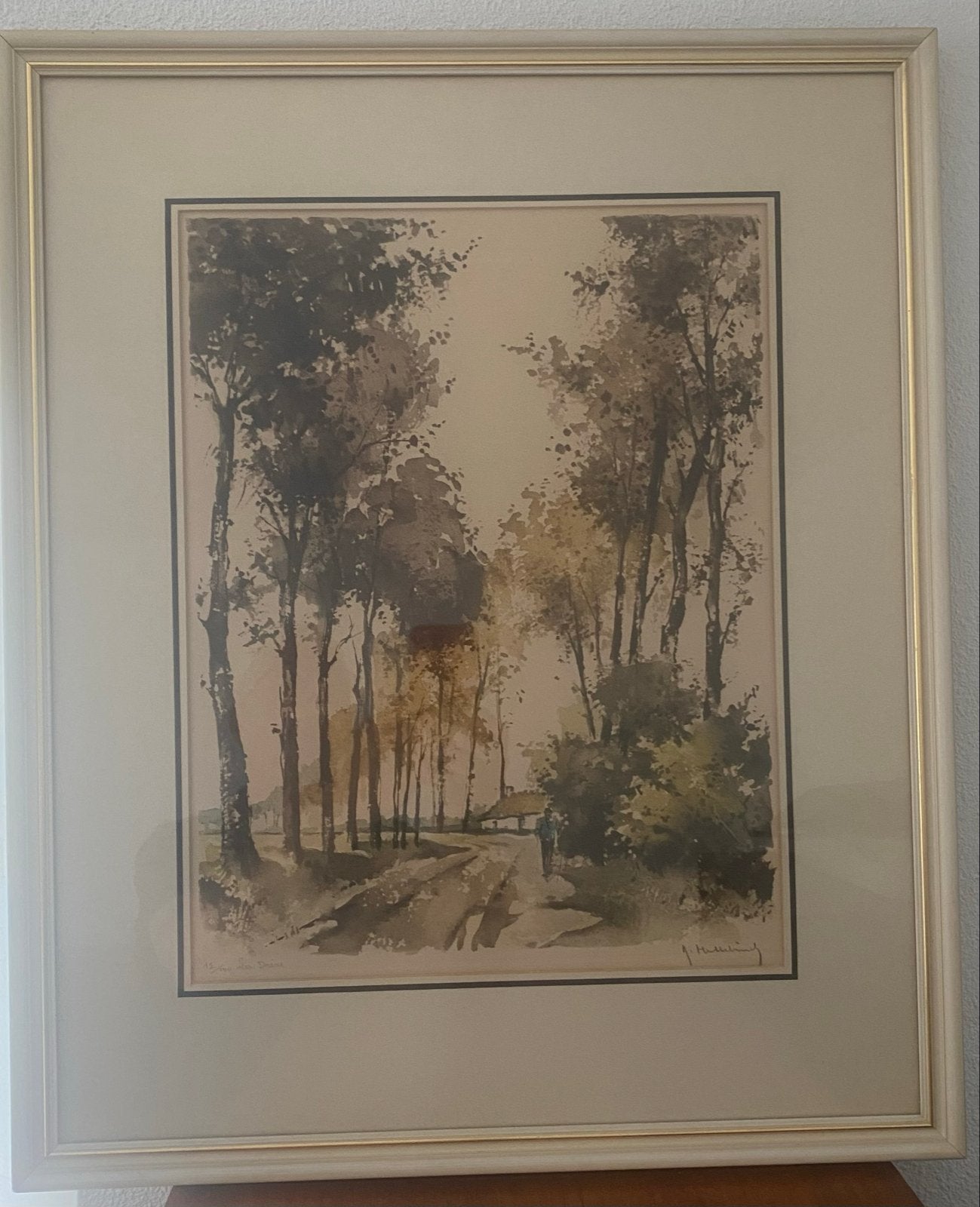 Schilderij J. (Roger) Hebbelinck “La Drive” - nr. 12/100, Ophalen, Realistisch, Landschap, Print