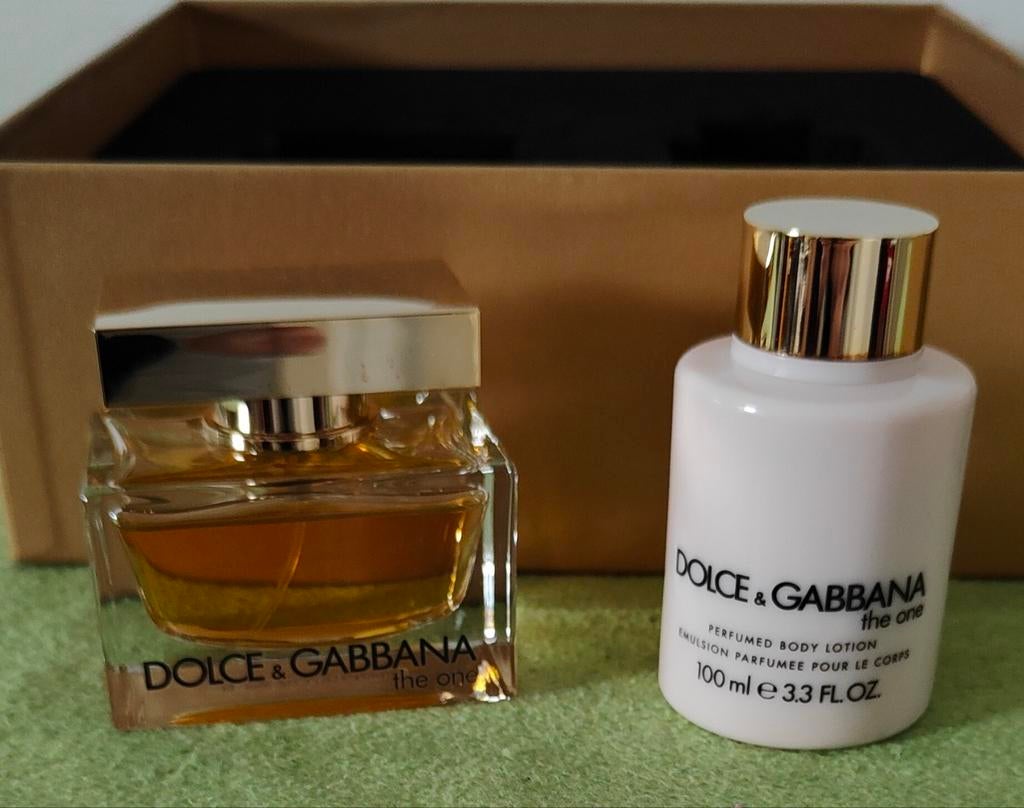 Dolce & Gabbana The One parfum en bodylotion set, Ophalen of Verzenden, Gebruikt