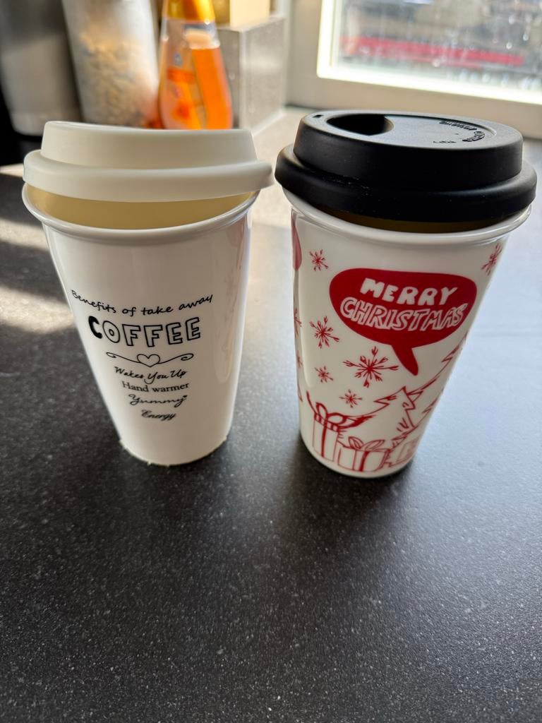 2 Rivièra Maison keramieken koffie/thee bekers, Ophalen, Overige typen, Zo goed als nieuw, Steen/keramiek