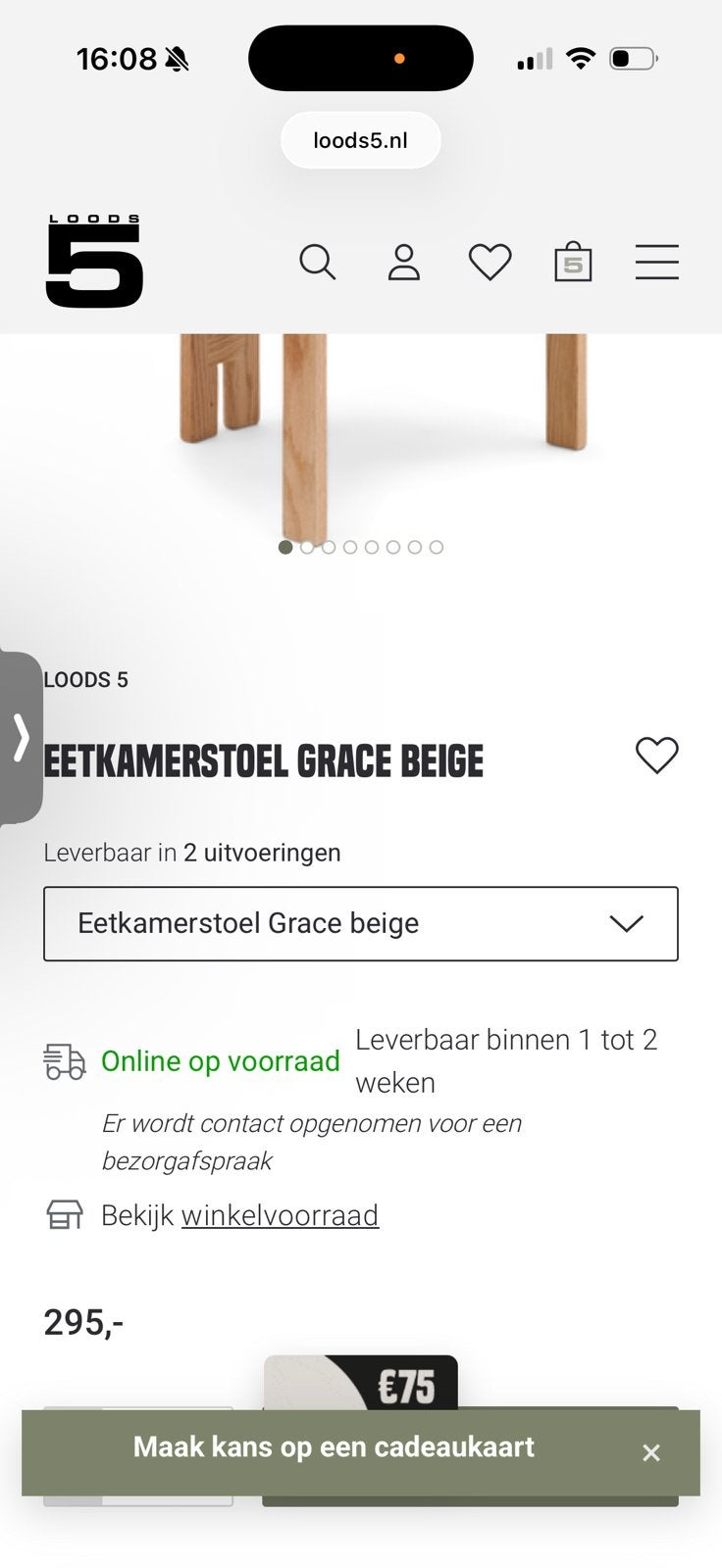 Eetkamer stoelen LOODS 5 - Grace  (japandi style), Ophalen of Verzenden, Zo goed als nieuw