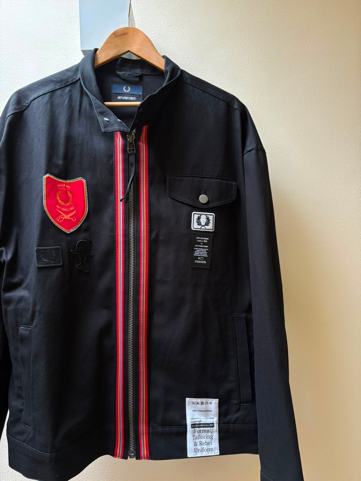 zwarte Fred Perry x Art Comes First Harrington-jas L/XL, Kleding | Heren, Ophalen of Verzenden, Maat 56/58 (XL), Zwart
