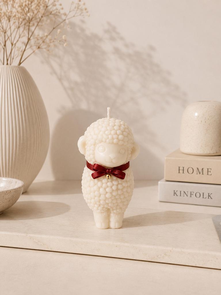 Schattige Schaap Kaars - Perfect voor Decoratie en Cadeaus, Ophalen of Verzenden, Zo goed als nieuw