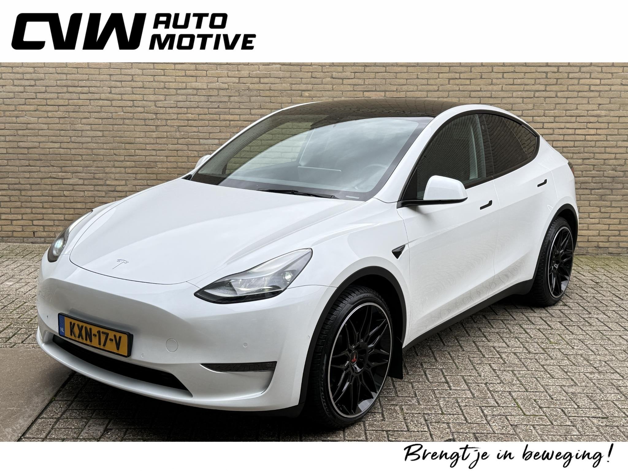 Tesla Model Y Long Range AWD 75 kWh SOH 93% | Lederen bekled, Automaat, Stof, Gebruikt, Wit