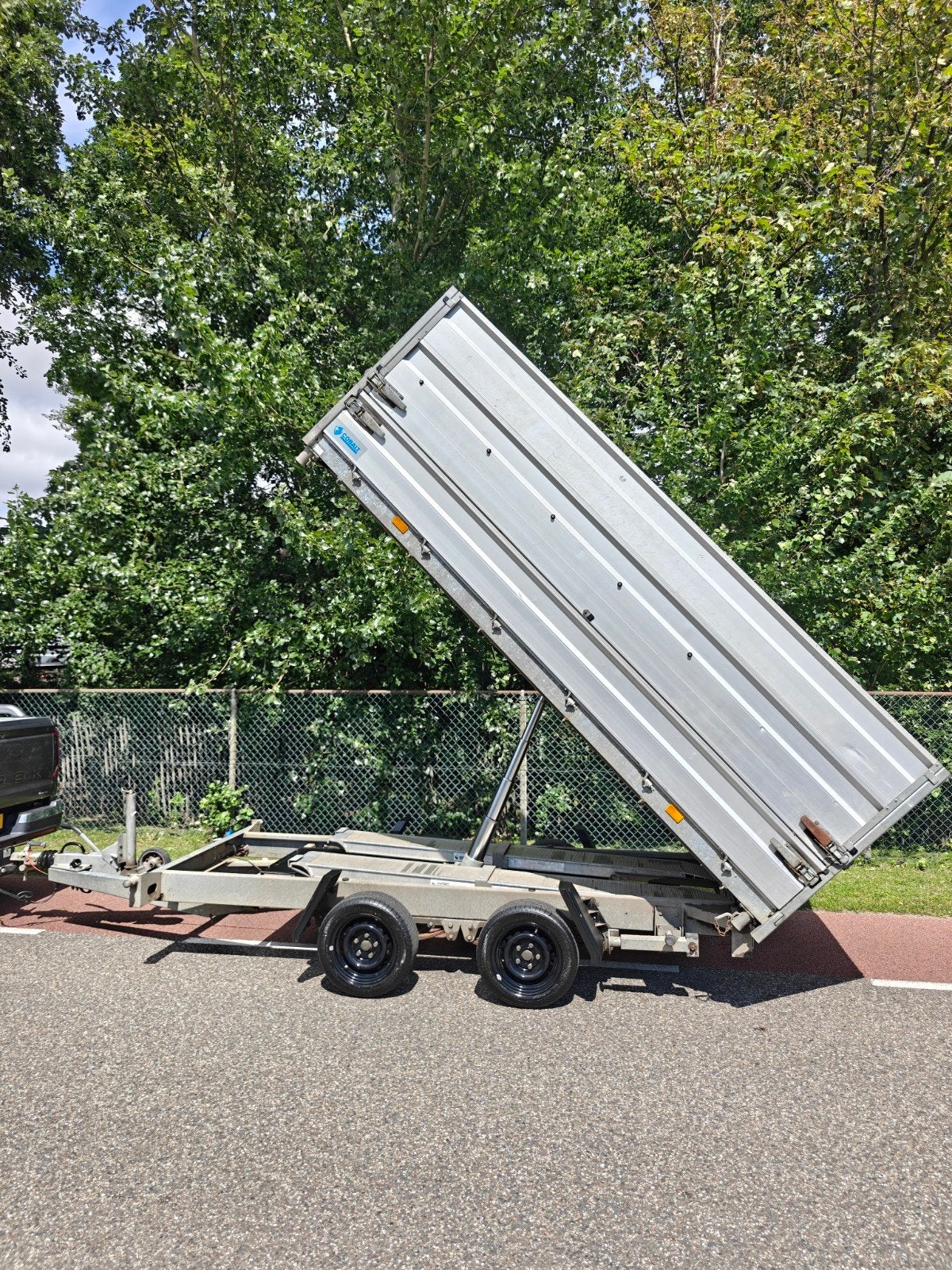 Hapert 3 zijdige kipper aanhanger met rijplaten, Ophalen of Verzenden, Zo goed als nieuw