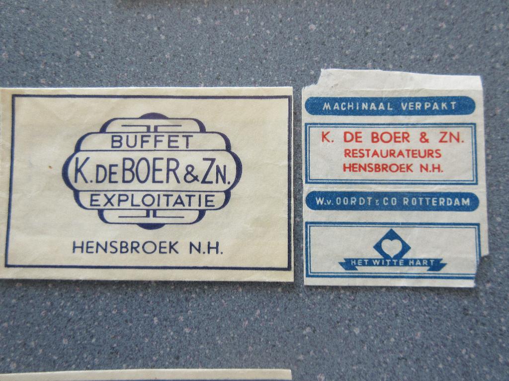 2 x Hensbroek, buffet/testaurateurs K. de Boer & Zn., Verzenden, Nederland