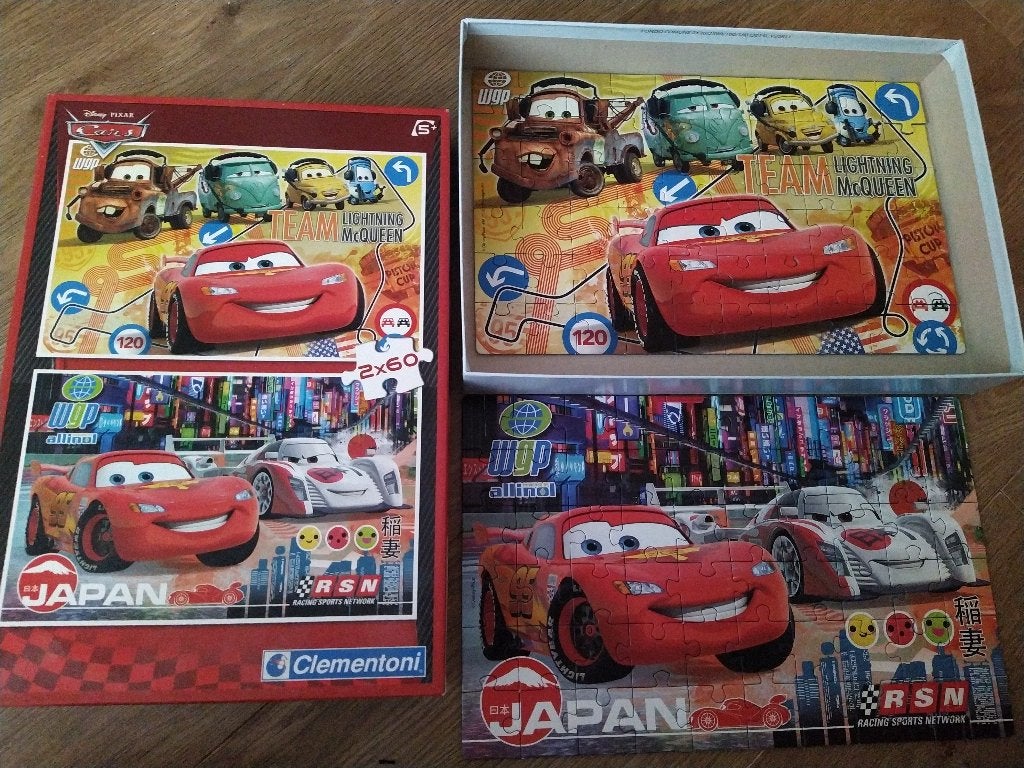 Puzzel Disney Cars - 2x 60 stukjes - Compleet, Ophalen of Verzenden, Meer dan 50 stukjes, Gebruikt, 4 tot 6 jaar