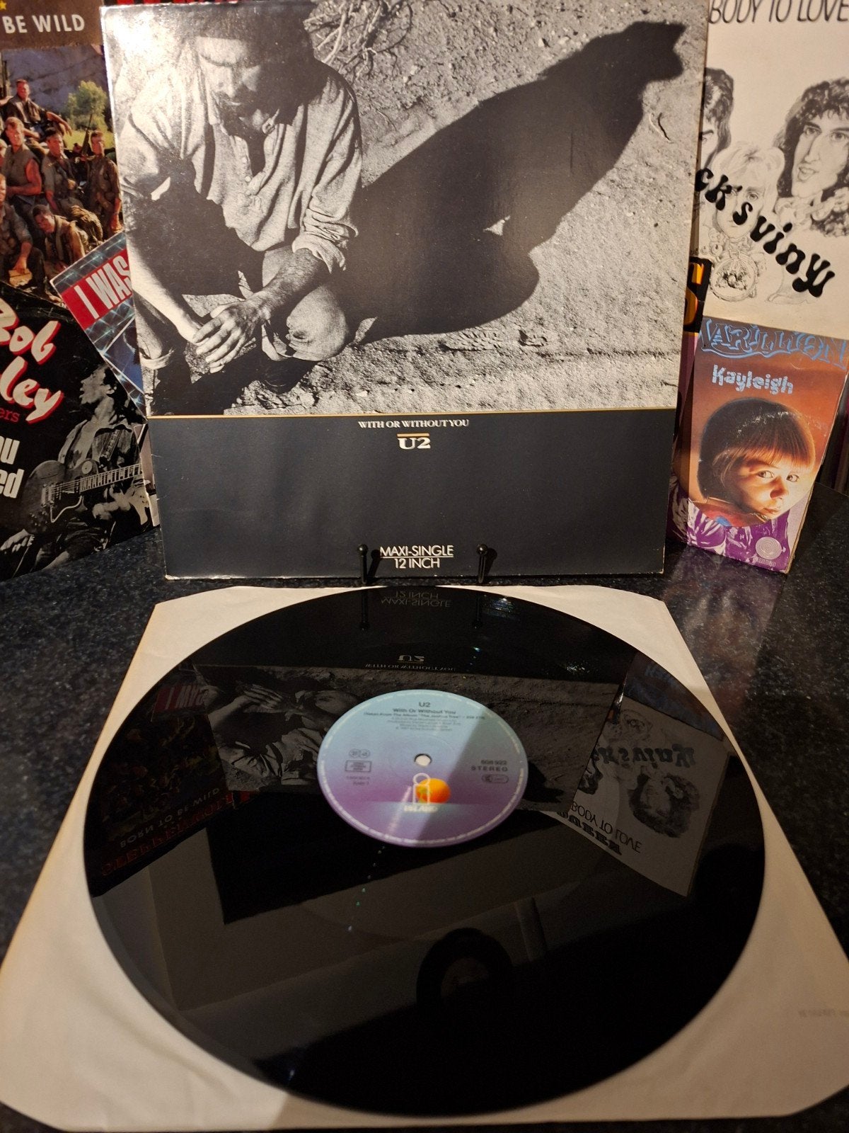 U2 - With or Without You Maxi-Single 12 inch 1987, Gebruikt, Ophalen of Verzenden, Beschermende buitenhoes, 12 inch