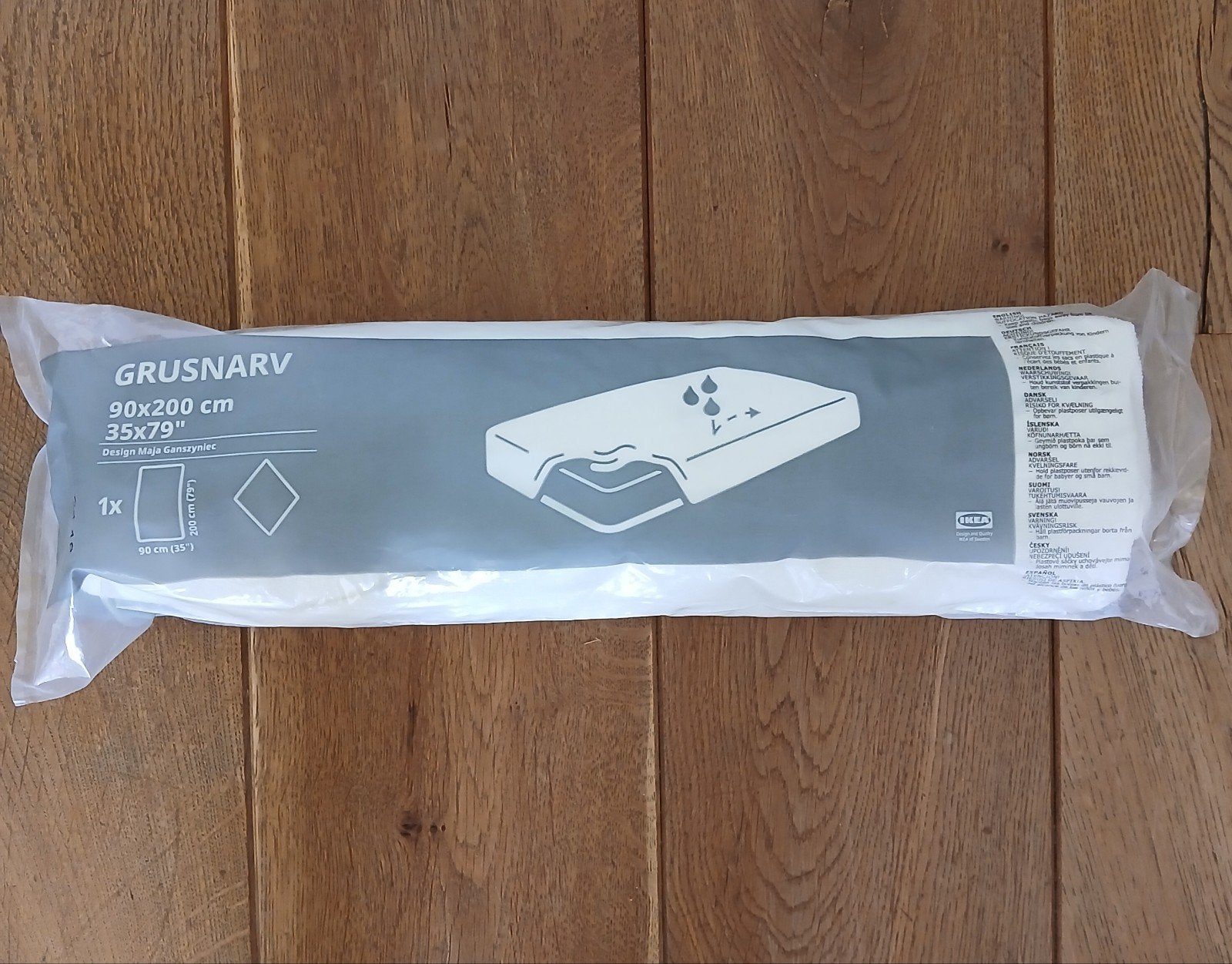 Matrasbeschermer GRUSNARV Ikea 90x200, Huis en Inrichting, Slaapkamer | Beddengoed, Eenpersoons, Matrasbeschermer, Wit, Nieuw