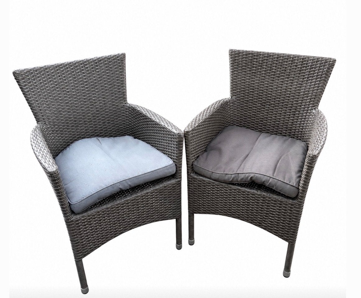 2x Wicker tuinstoelen met kussens - Grijs, Ophalen, Gebruikt, Wicker