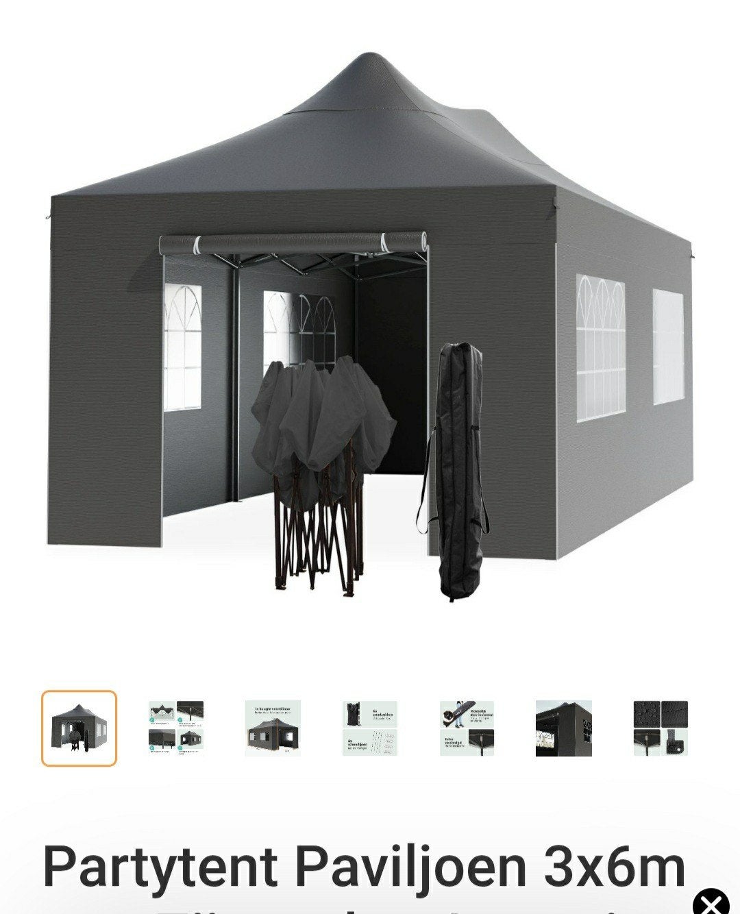 lifegoods partytent paviljoen 3x6 groen nieuw, Tuin en Terras, Ophalen, Opvouwbaar, Minder dan 4 meter, Nieuw