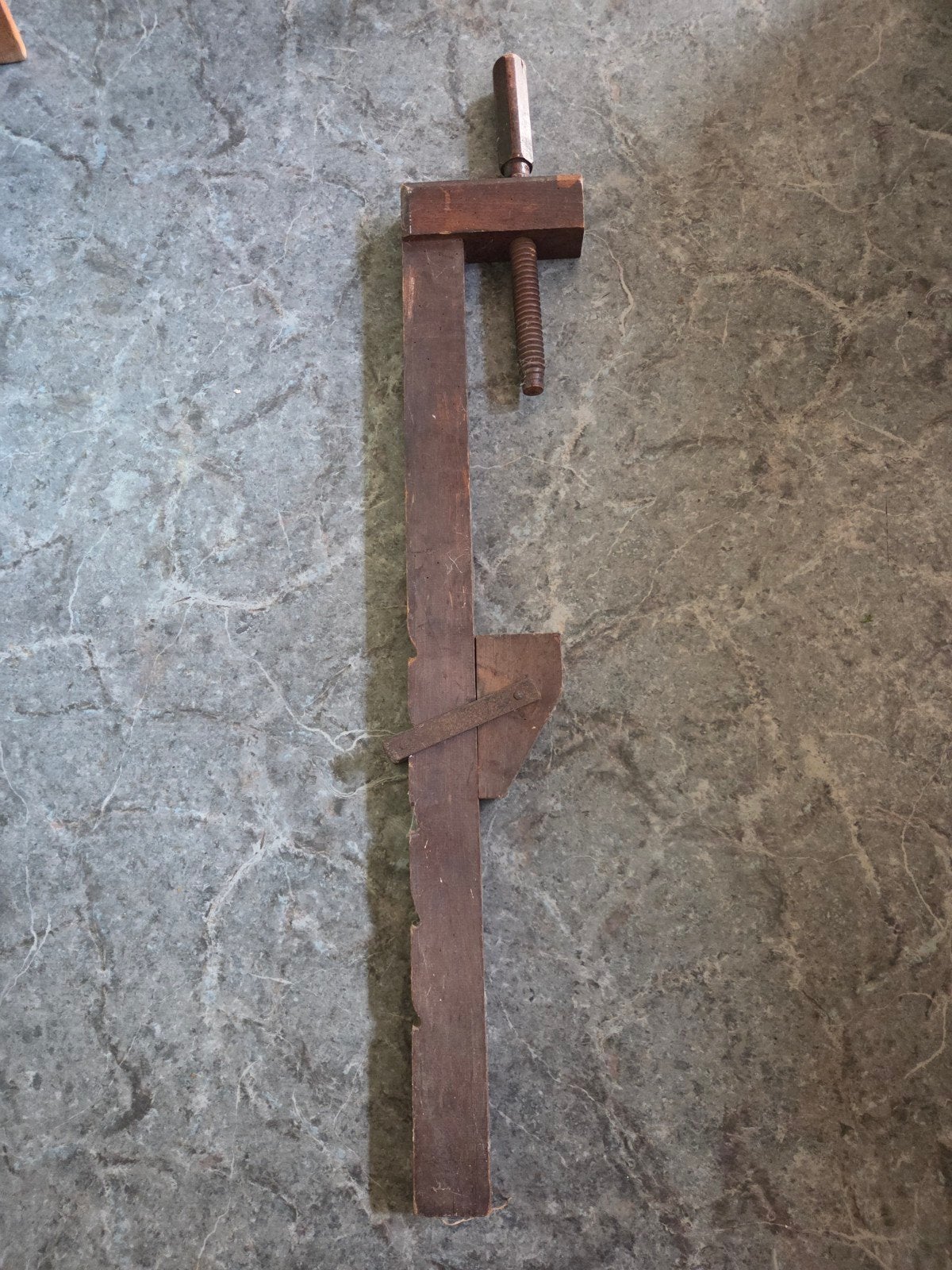 Antieke houten lijmklem, bankschroef, klem, Ophalen