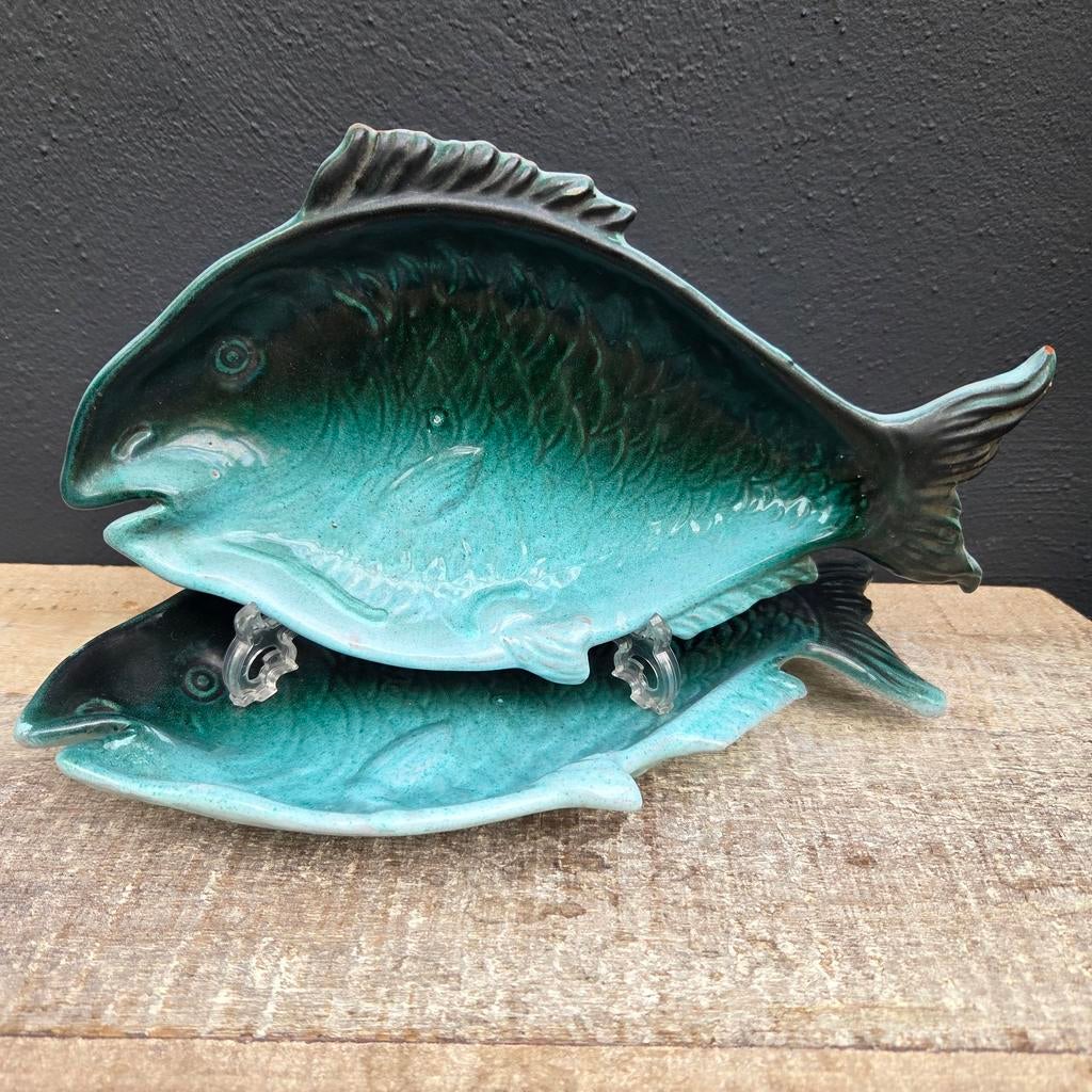 Set van 2 brocante aardewerk visborden, Antiek en Kunst, Ophalen of Verzenden