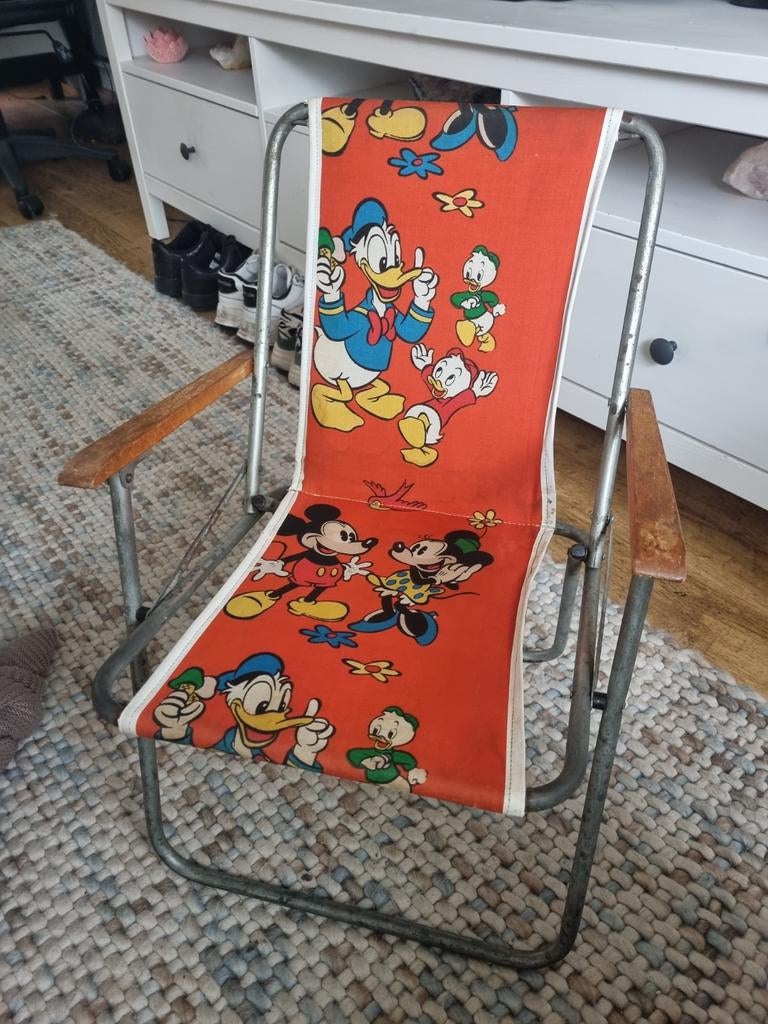 Vintage Disney kinderstoel - Mickey & Donald Duck, Gebruikt, Ophalen of Verzenden, Vintage Disney, Stof