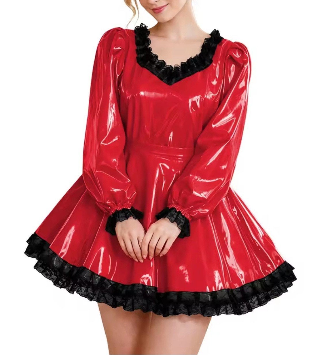 Prachtige Lak Jurk Wijd, tm 7XL, Kleding | Dames, Jurken, Verzenden, Nieuw, Boven de knie