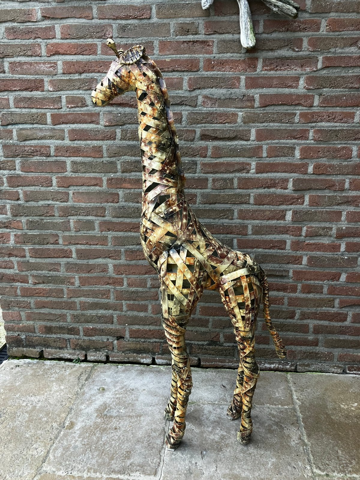 Grote metalen giraffe sculptuur - 135 cm, Ophalen, 1 meter - 2 meter, Beeld, Metaal