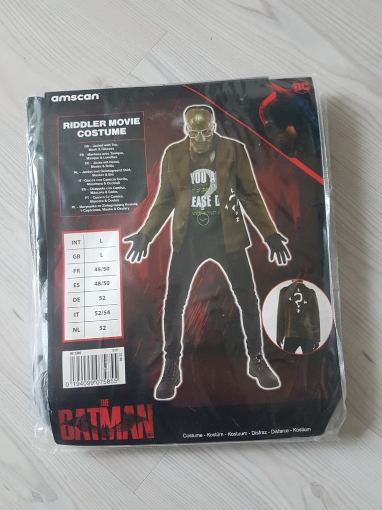 The Riddler Batman kostuum in size large, Ophalen of Verzenden, Maat 52/54 (L)