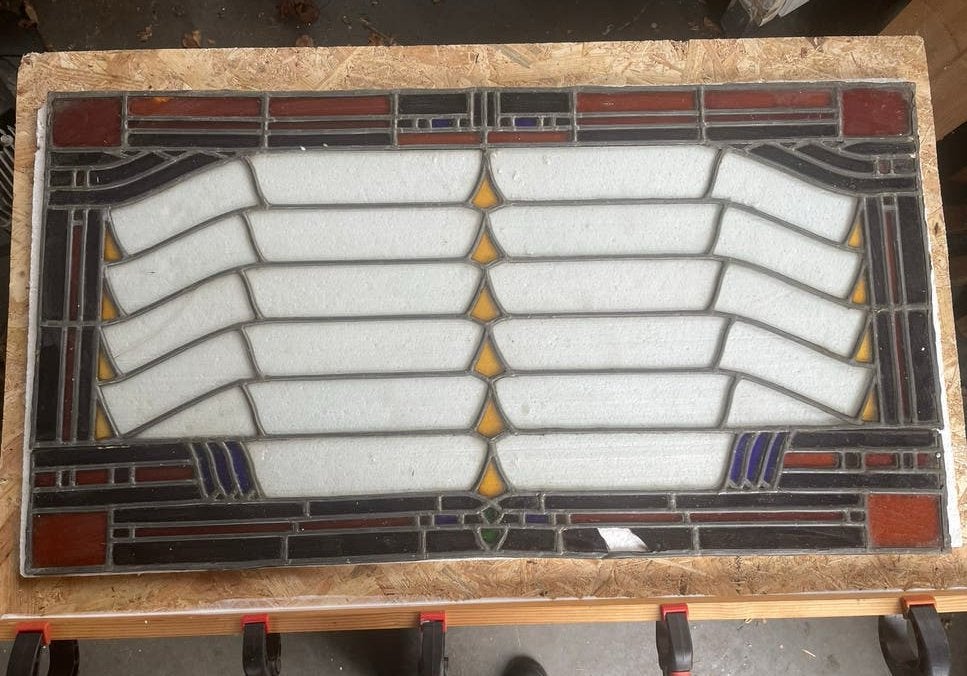 Twee prachtige Glas inlood ramen Amsterdamse school, Antiek en Kunst, Antiek | Overige Antiek, Ophalen