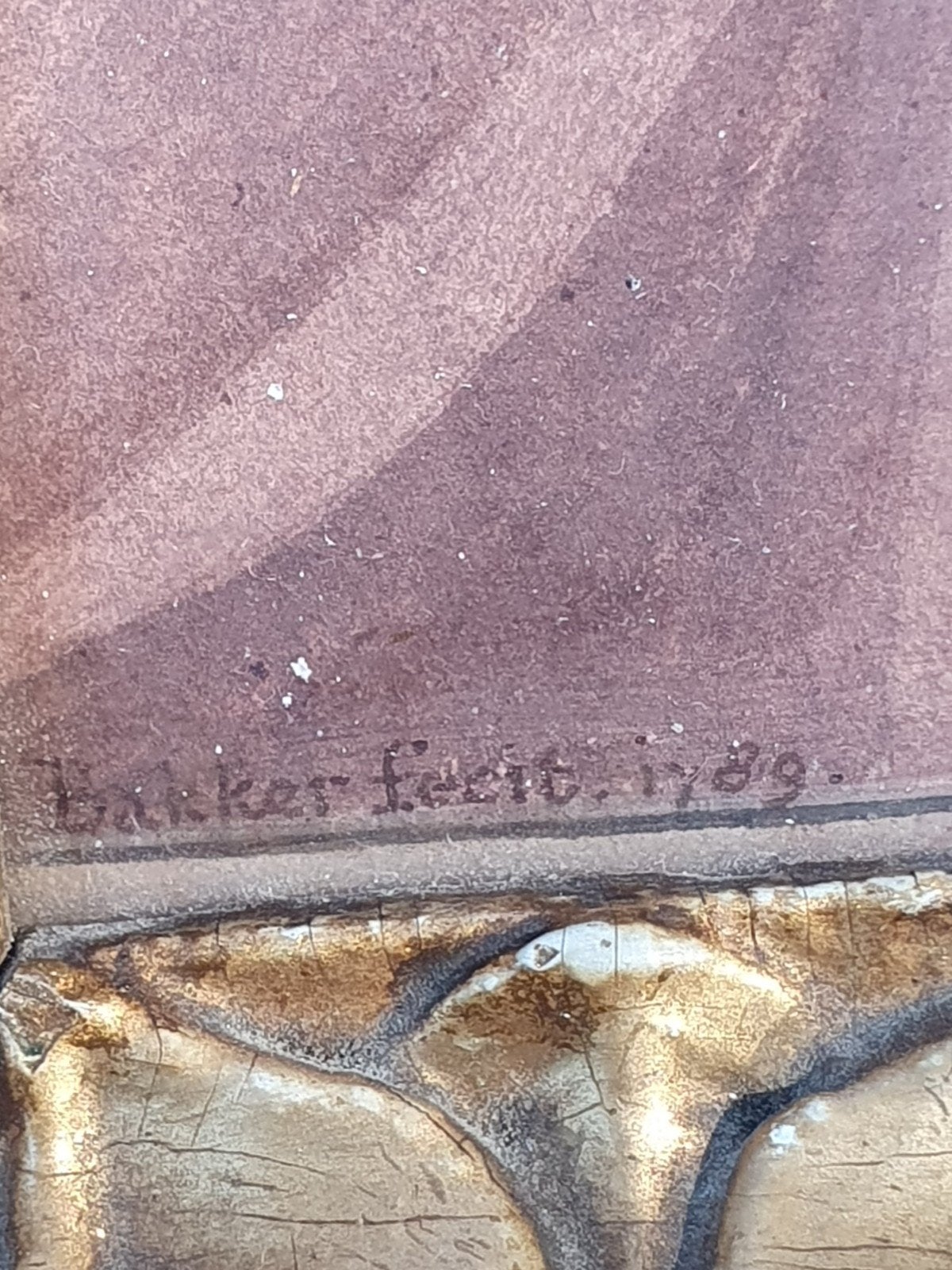 Antiek aquarel 'Bakker fecit 1789' in vergulde lijst, Ophalen of Verzenden