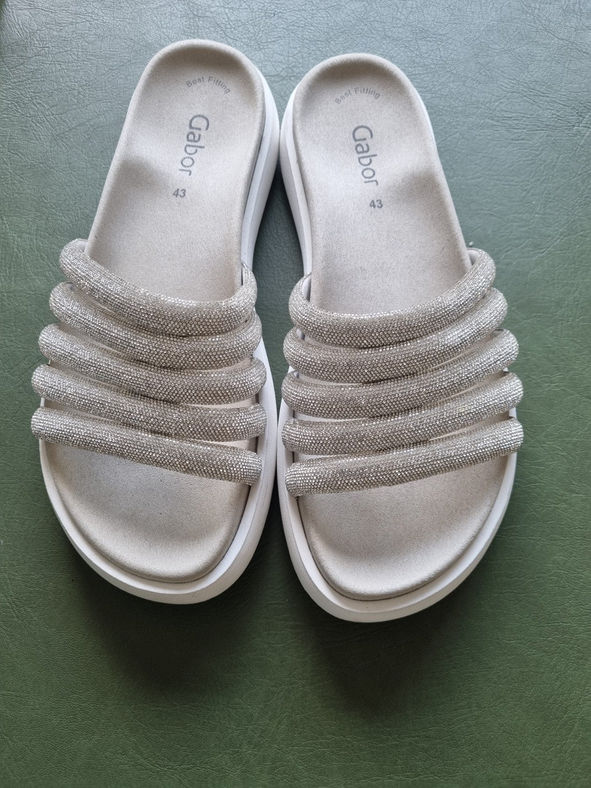 Gabor kristal/zilveren slippers maat 43, Kleding | Dames, Slippers, Overige kleuren, Verzenden, Gabor