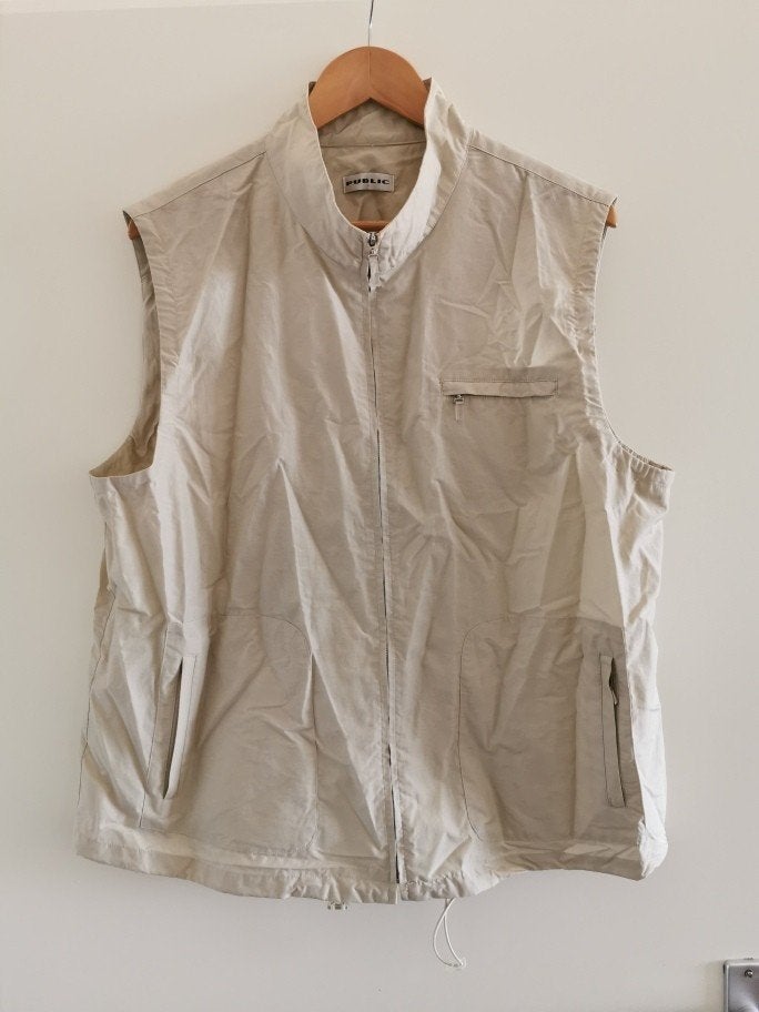 Public beige zomer-bodywarmer en Broek, Set. Mt 46. NIEUW, Ophalen of Verzenden, Nieuw, Maat 46/48 (XL) of groter, Beige