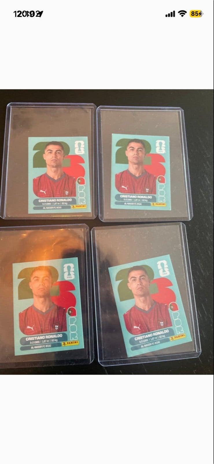 4x Cristiano Ronaldo WK2026, Ophalen of Verzenden, Zo goed als nieuw, Buitenlandse clubs, Spelerskaart