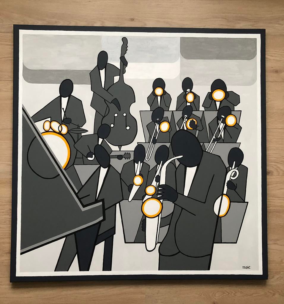 Modern groot schilderij “ Big Band “, Ophalen