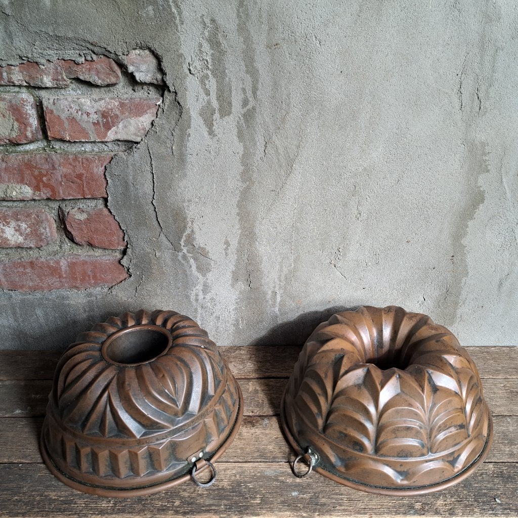 1x Brocante oude koperen tulband puddingvorm bakvorm *Etage3, Gebruikt, ., Ophalen of Verzenden, .