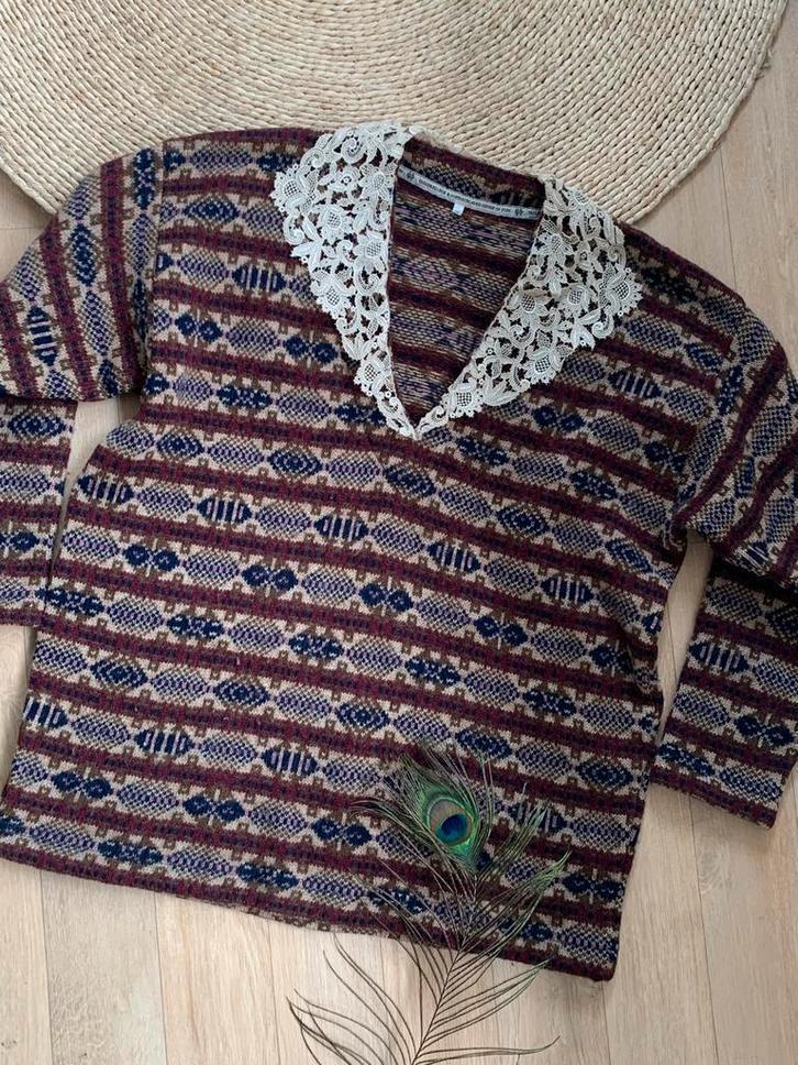 Vintage shetland wool jumper M bohemian wollen trui, Maat 38/40 (M), Overige kleuren, -, -