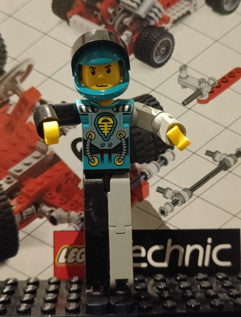 Lego Technic Figure BlackLight Gray Legs, Dark Turquoise, Gebruikt, Lego, Ophalen of Verzenden, Minifiguur