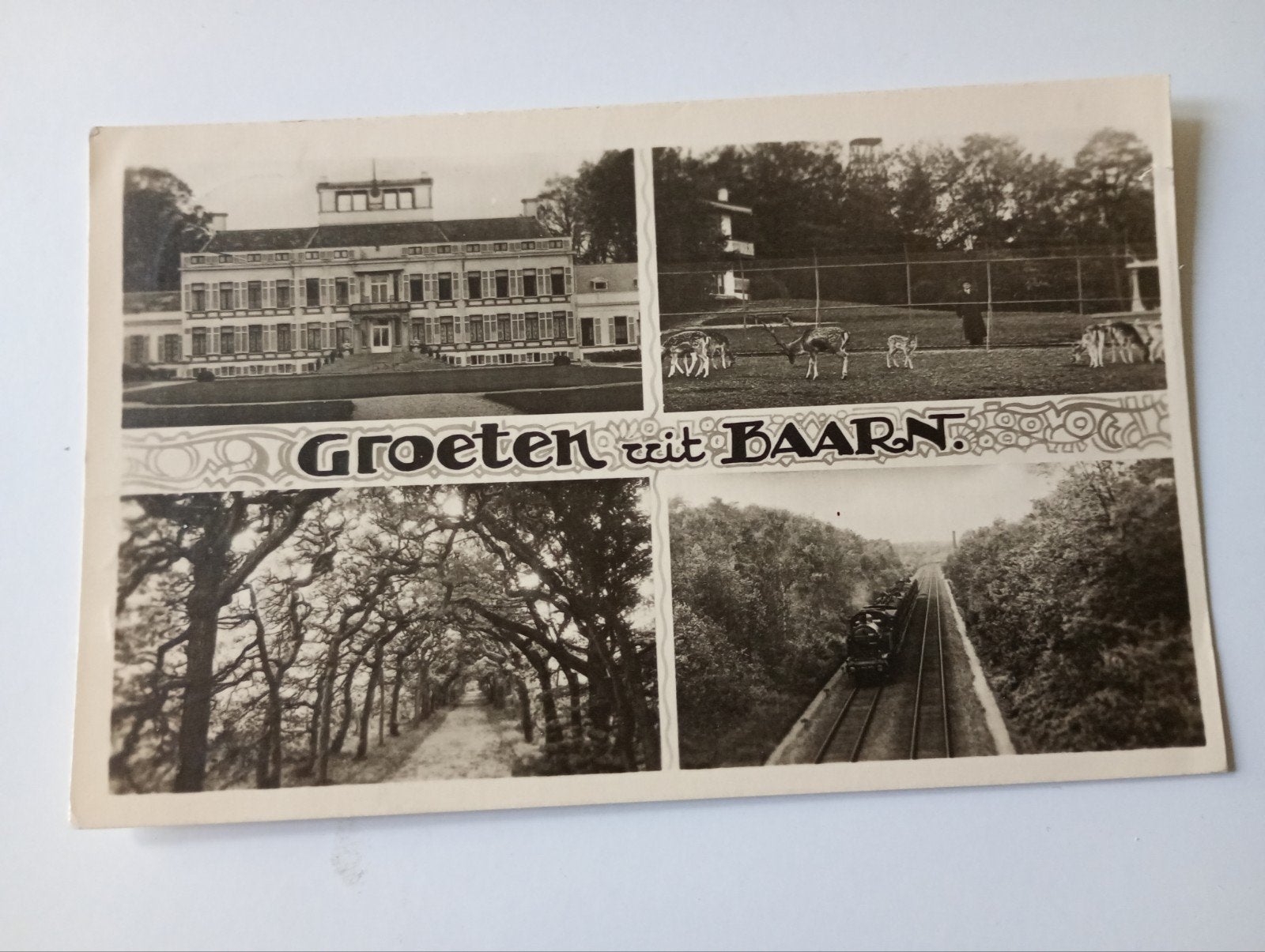 Baarn Vierluik met Trein 1947, Verzamelen, Ansichtkaarten | Nederland, Ophalen of Verzenden, 1940 tot 1960, Gelopen, Utrecht