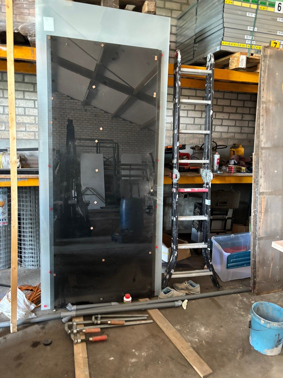 Mat glas, 75 tot 150 cm, Ophalen of Verzenden, Zo goed als nieuw, Schuifpui
