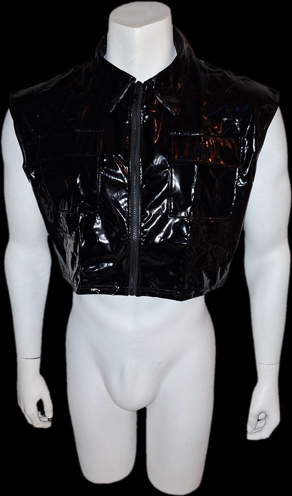 Mannen croppet jas pu lak maat L/XL, Verzenden, Nieuw
