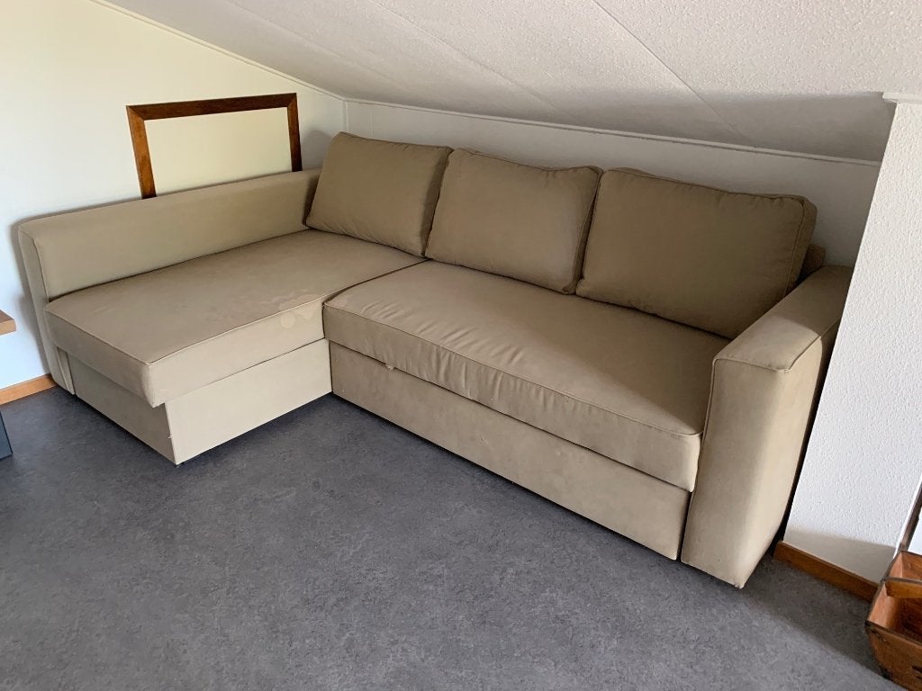 Ikea Månstad twee persoons slaapbank, Ophalen, Gebruikt, Beige, Tweepersoons