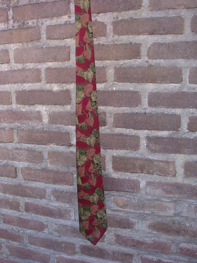 Stropdas rood met groen in nette staat, Ophalen of Verzenden, Zo goed als nieuw, Rood, Met patroon