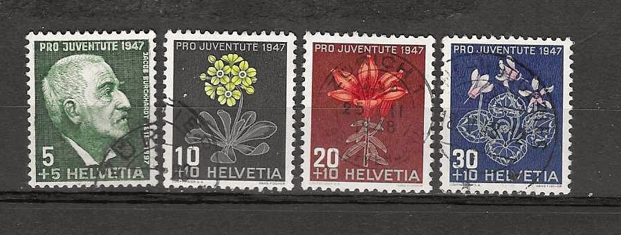 Bloemen Zwitserland 488-491, Ophalen of Verzenden, Gestempeld, Dier of Natuur