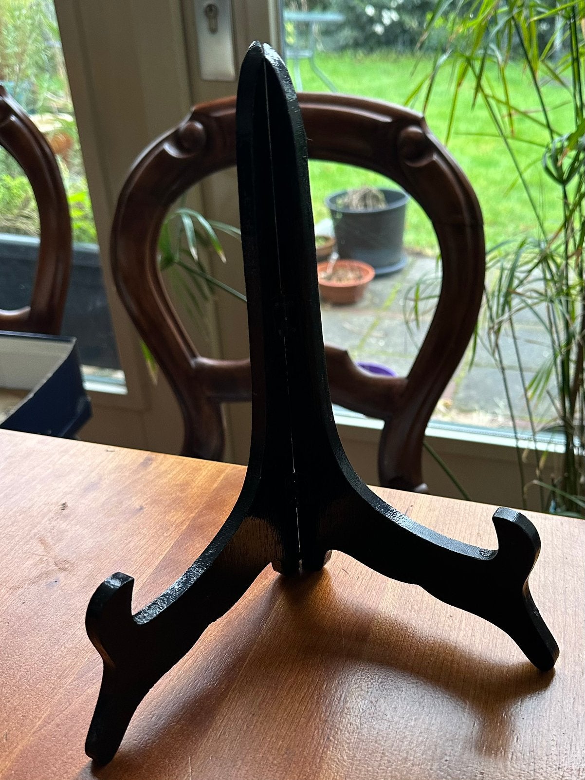 Vintage zwart houten bordenstandaard, Ophalen of Verzenden